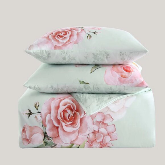 Bebejan Rose on Misty Green Reversible King Comforter Set - Picture 5 of 6
